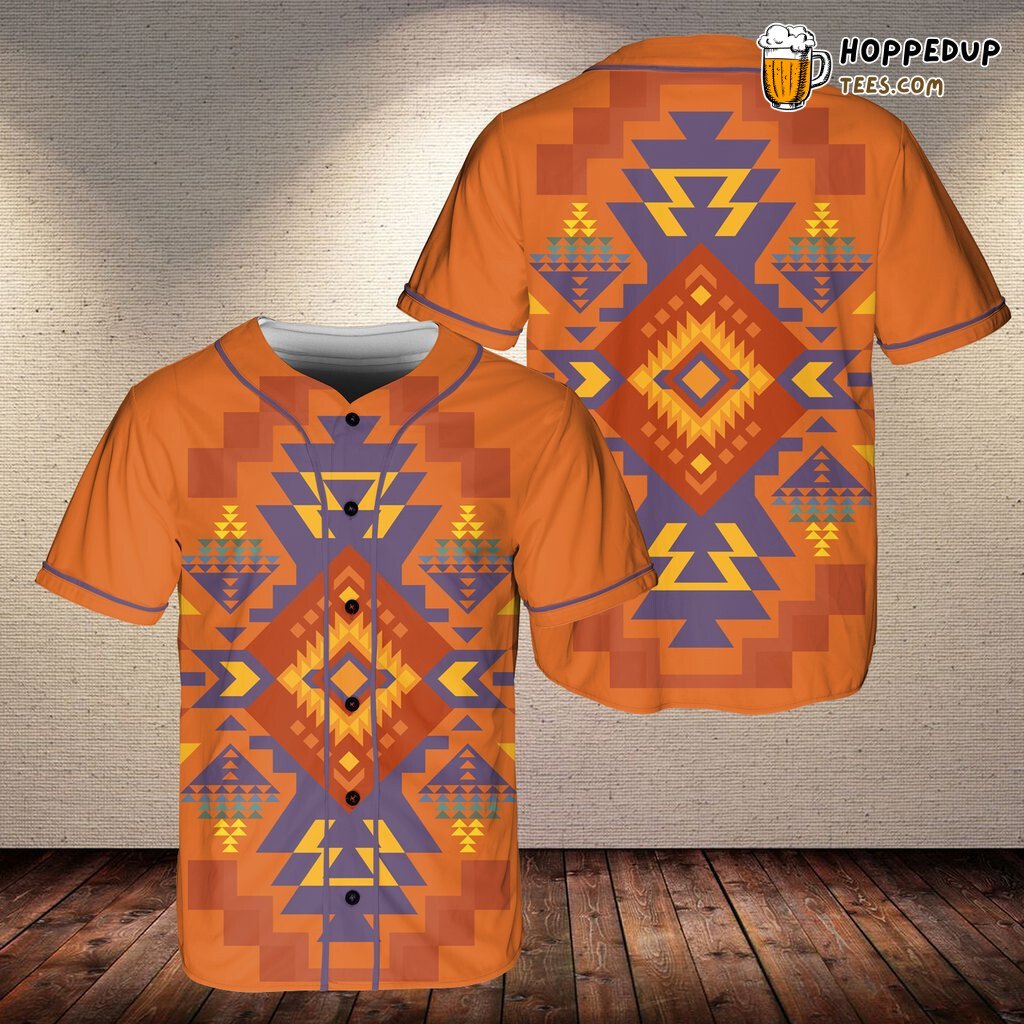 Orange Pattern Native Baseball Tee Jersey Shirts 3D