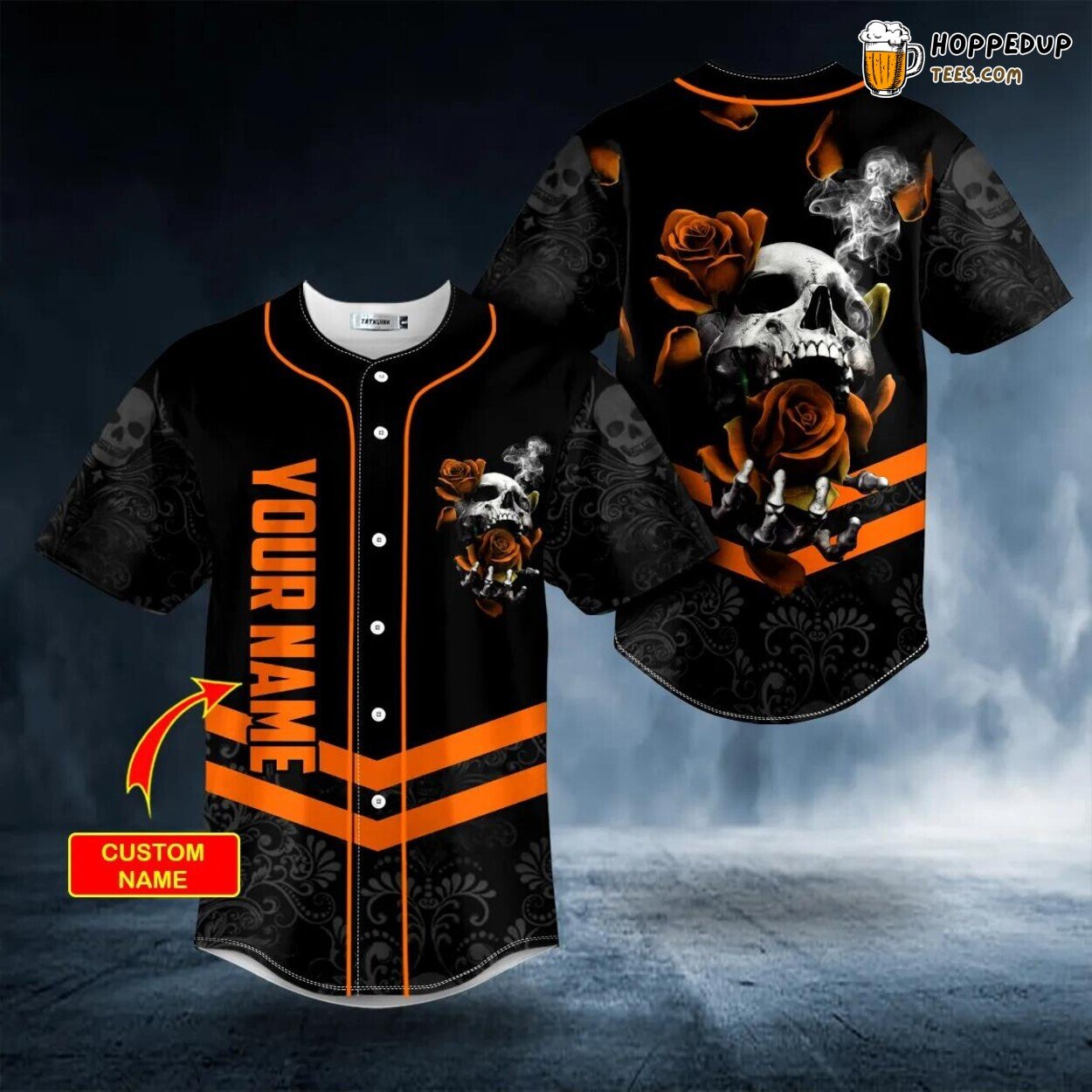 Orange Roses Sugar Unique Authentic Design Skull Baseball Jersey Edition