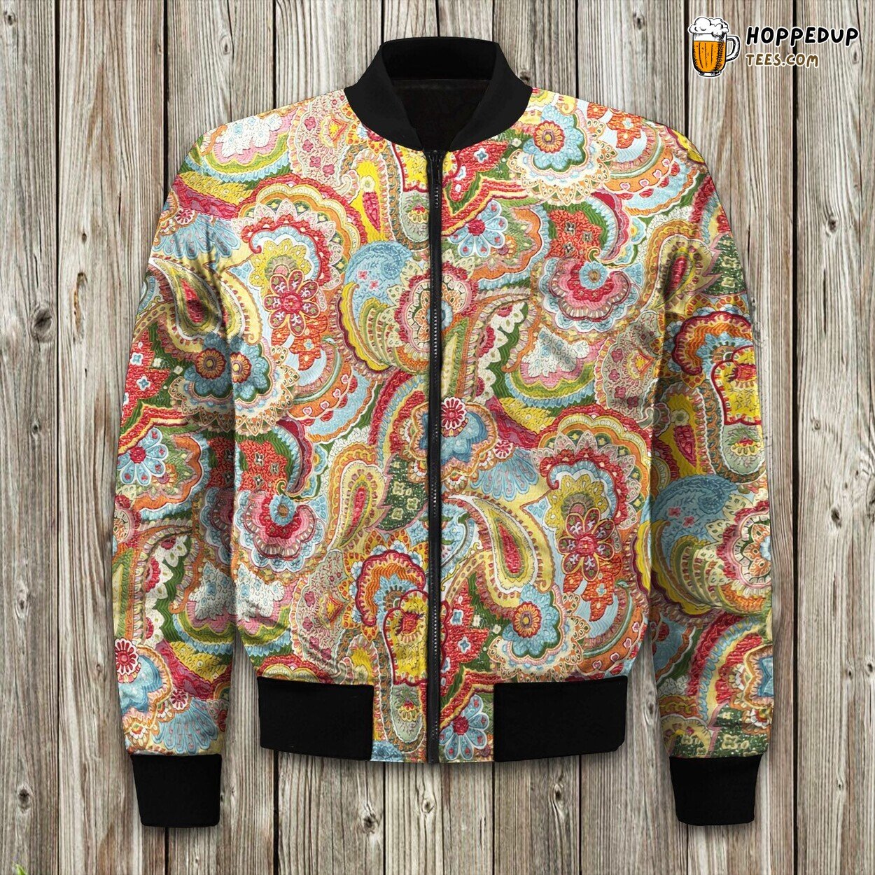 Orange Teal Paisley Bomber Winter Jacket Unique Collection Design Style
