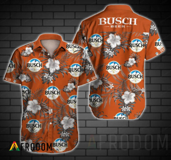 Orange Tropical Button Shirt Busch Beer HU