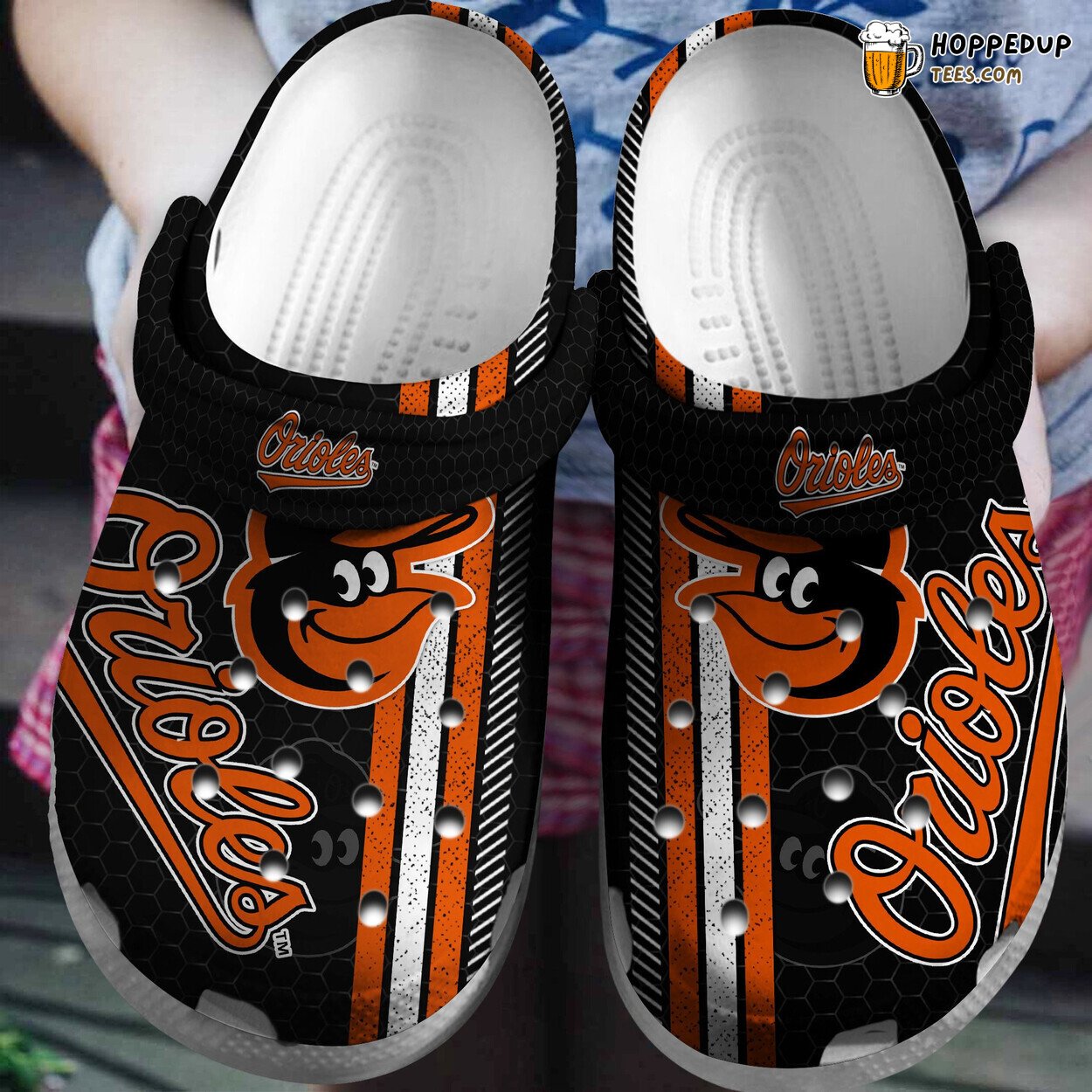 Orioles OrangeBlack Custom Name Comfortable Stylish Clog Shoes