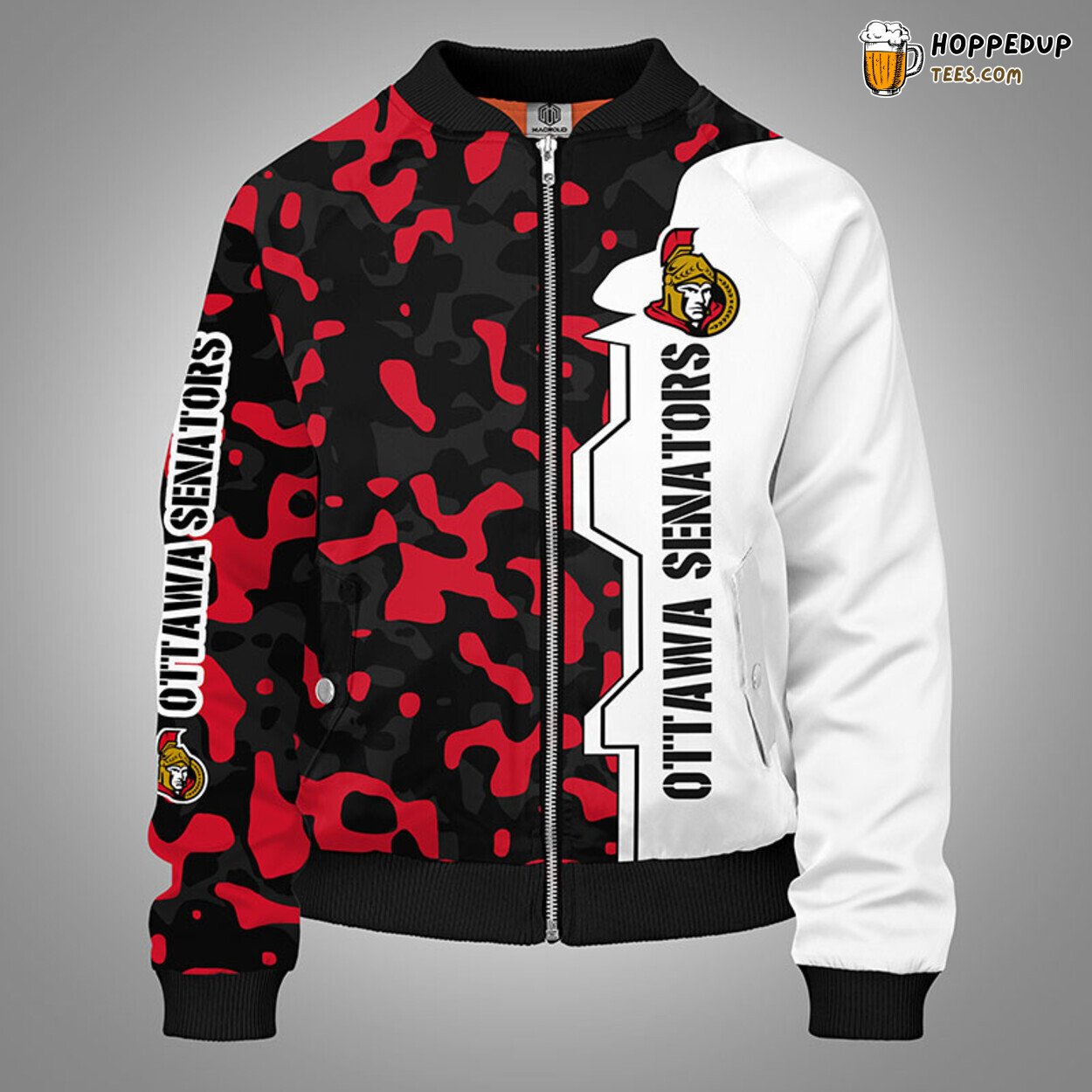 Ottawa Senators NHL Camouflage Red Unique Bomber Jacket Stylish Design