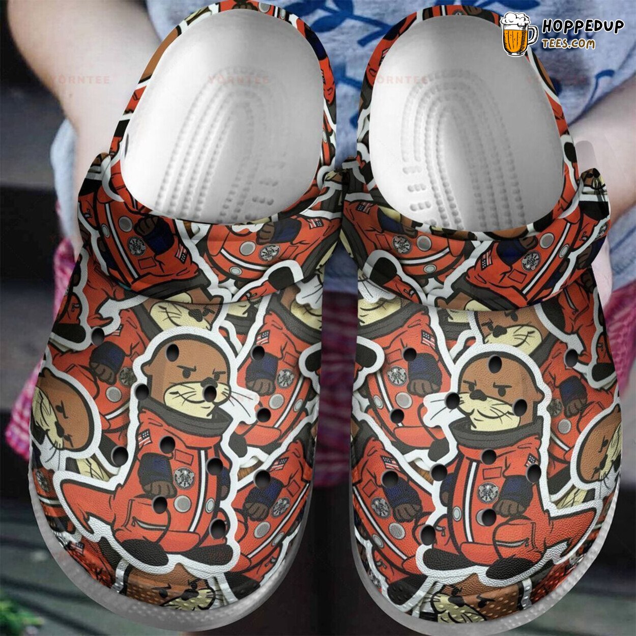 Otter Astronaut Stickers Lover Gift Comfortable Rubber Clog Shoes