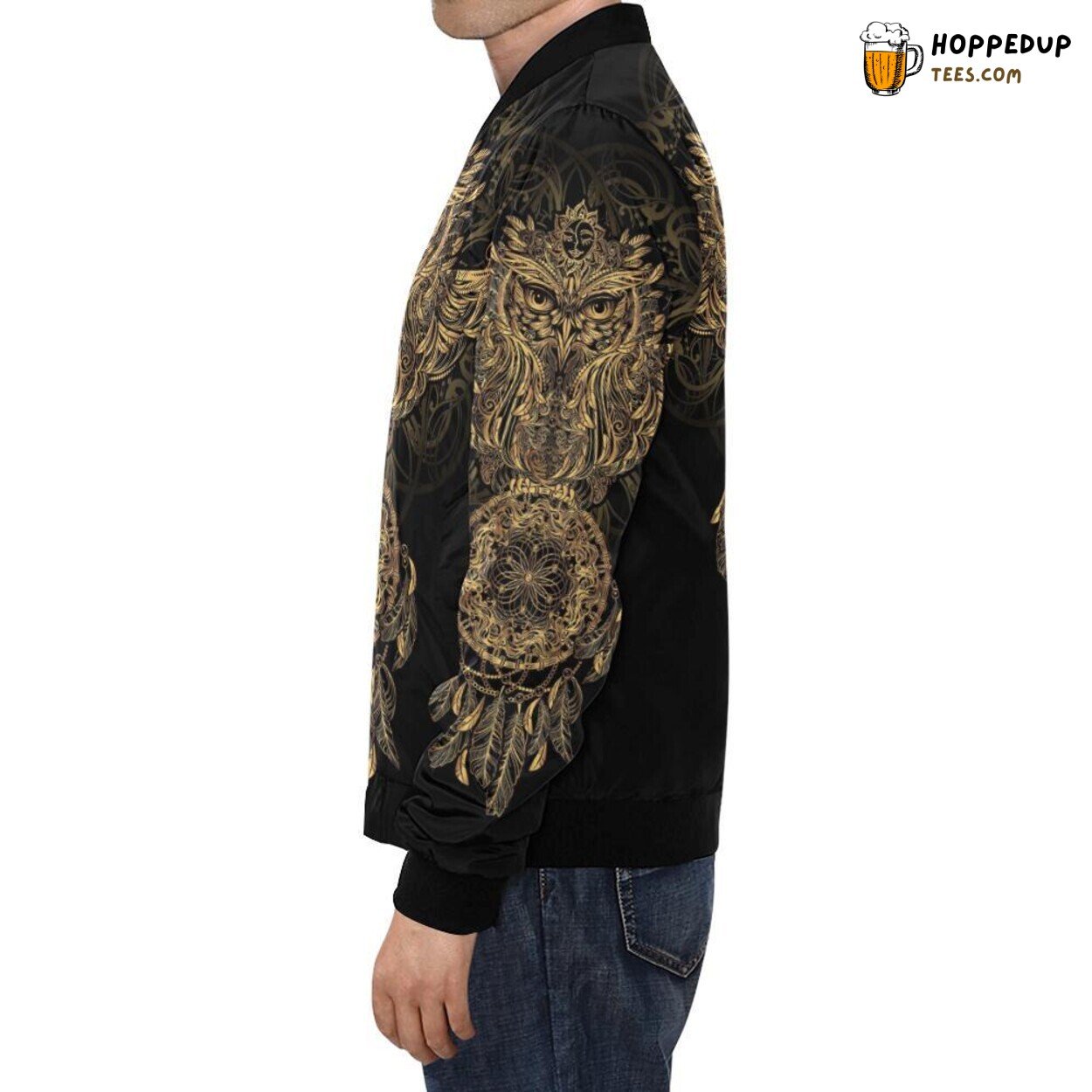 Owl Feather Dream Catcher Men’s Bomber Jacket Pattern Designer Edition Print