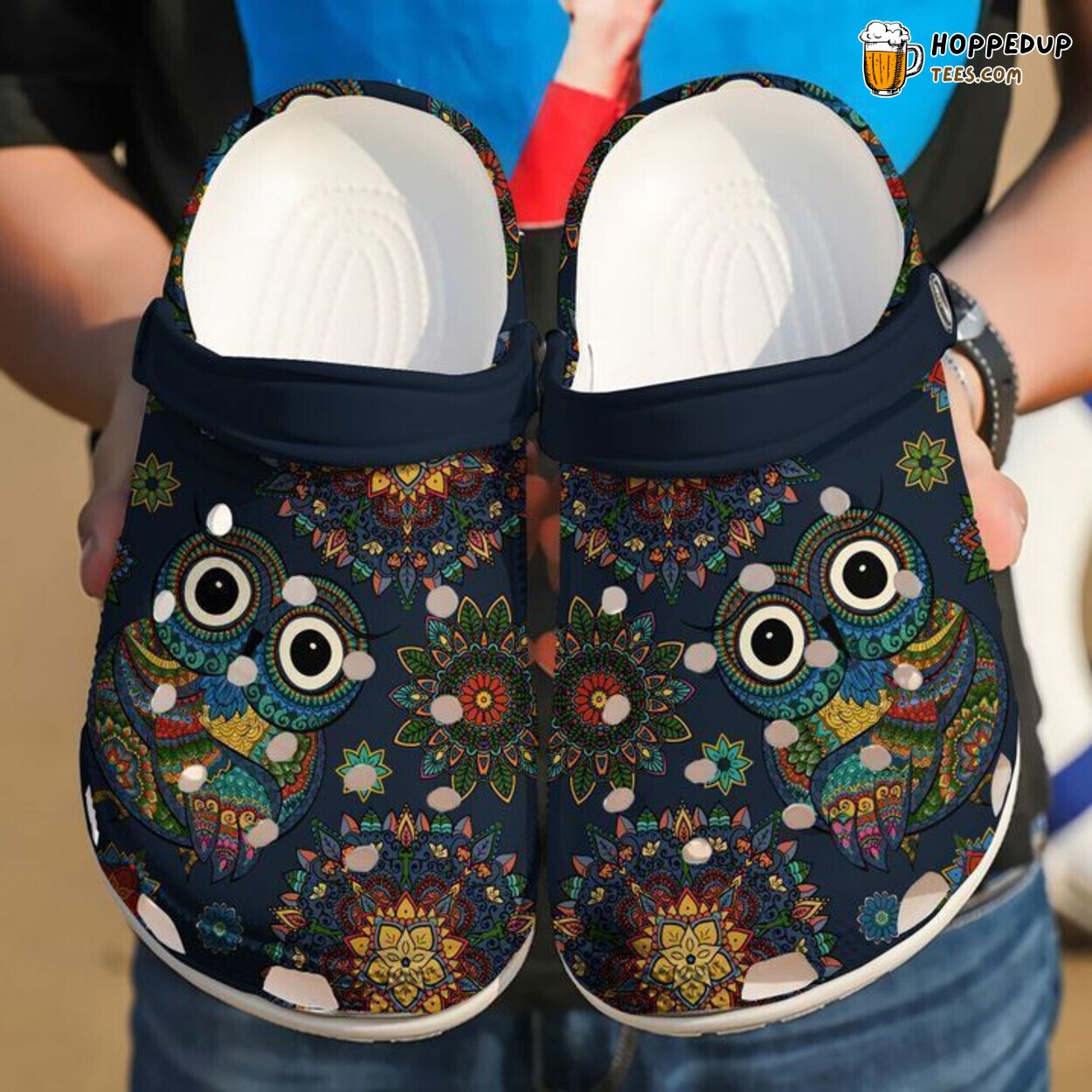 Owl Hippie Themed Classic Comfortable Unique Design Clogs Shoes