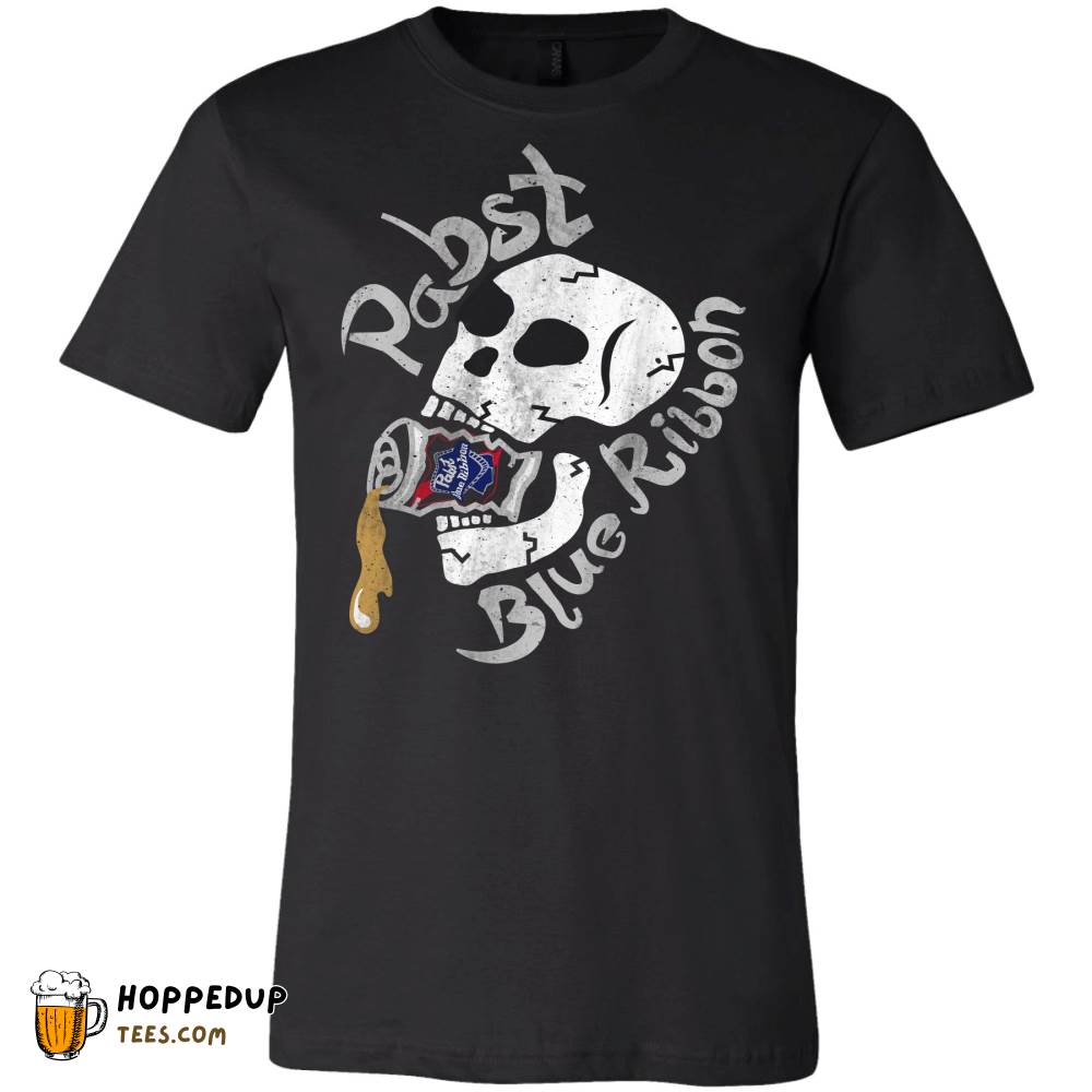 Pabst Beer Skull Crushed Can Navy T-Shirt HU