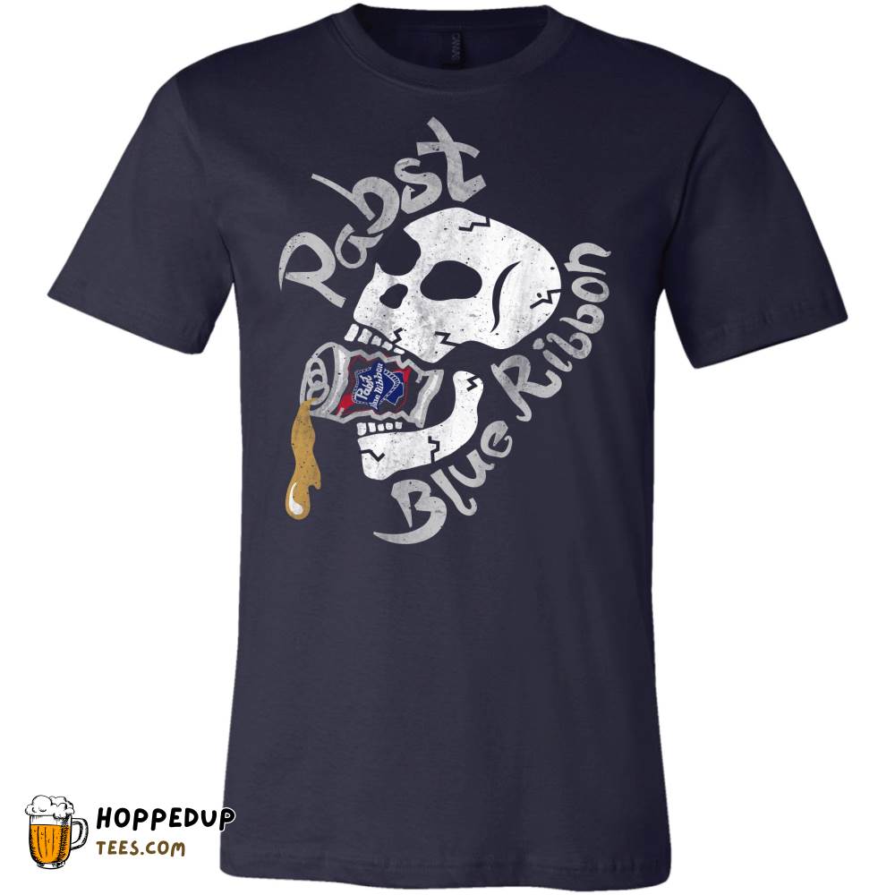 Pabst Beer Skull Crushed Can Navy T-Shirt HU Pabst Beer Skull Crushed Can Navy T-Shirt HU