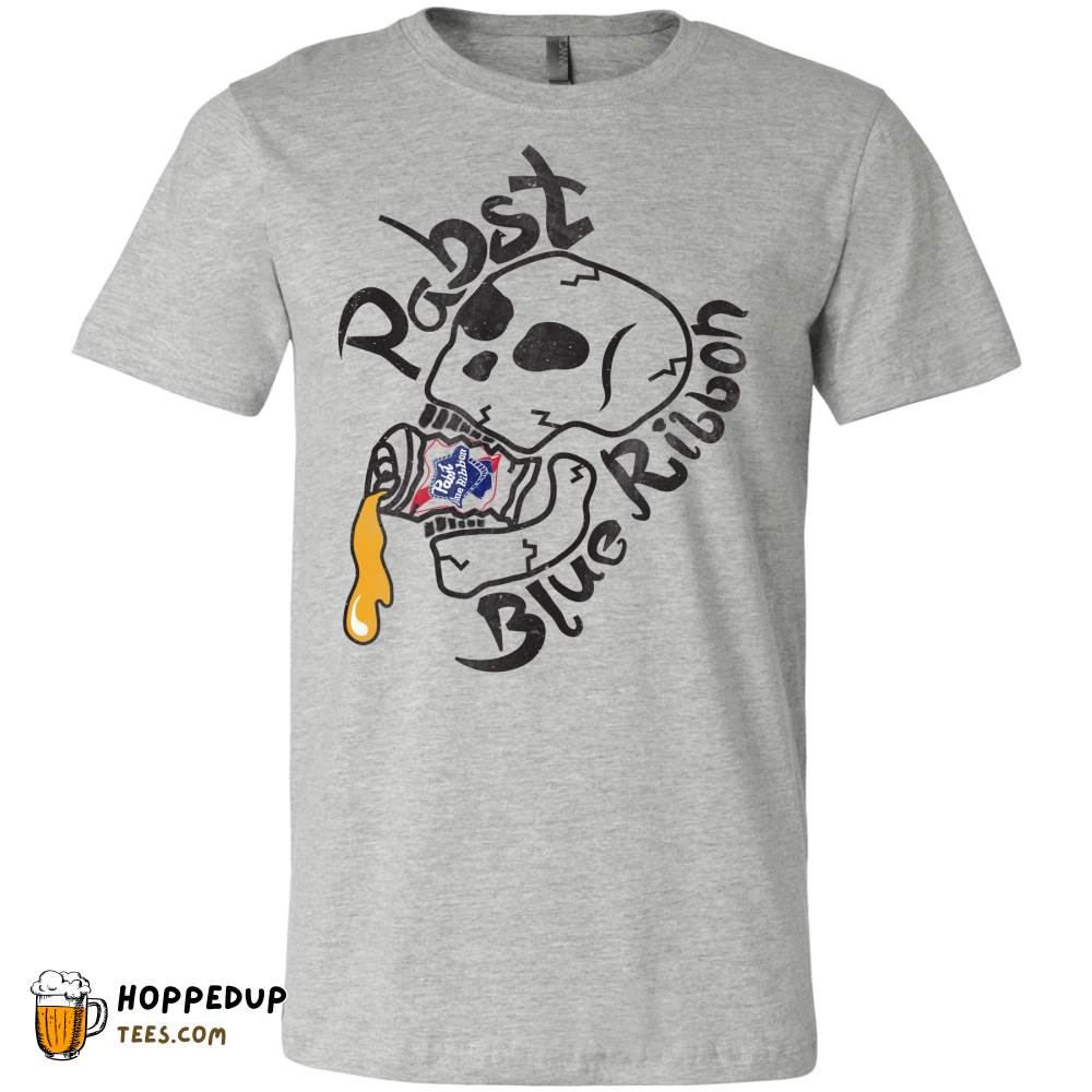 Pabst Beer Skull Crushed Can White Tee HU