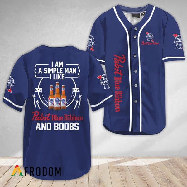 Pabst Blue Ribbon Baseball Jersey I Like PBR and Boobs HU