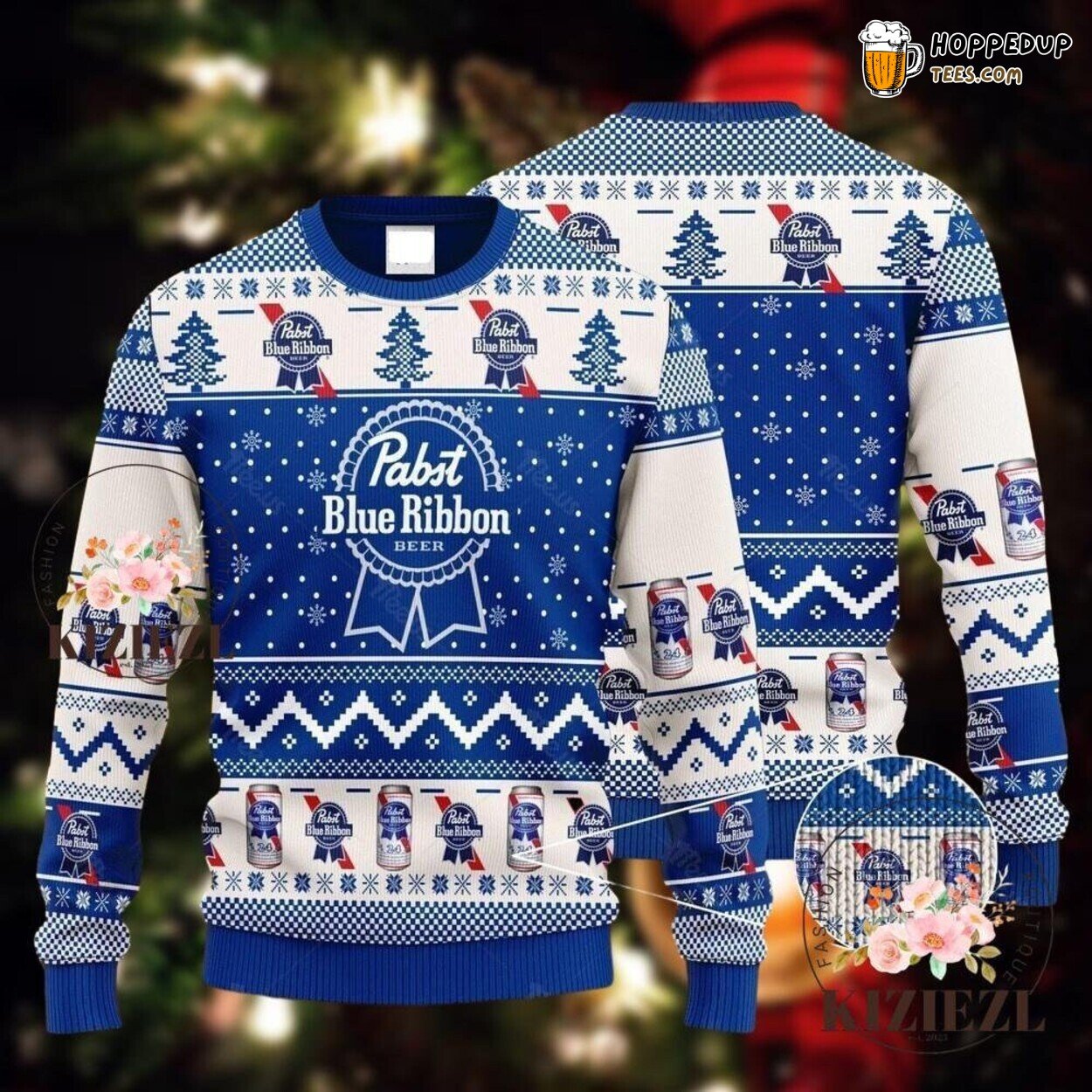 Pabst Blue Ribbon Beer Christmas Sweater Ugly Festive Men Wear