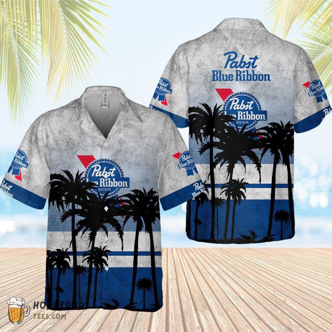 Pabst Blue Ribbon  Beer Palm Tree Hawaiian Shirt