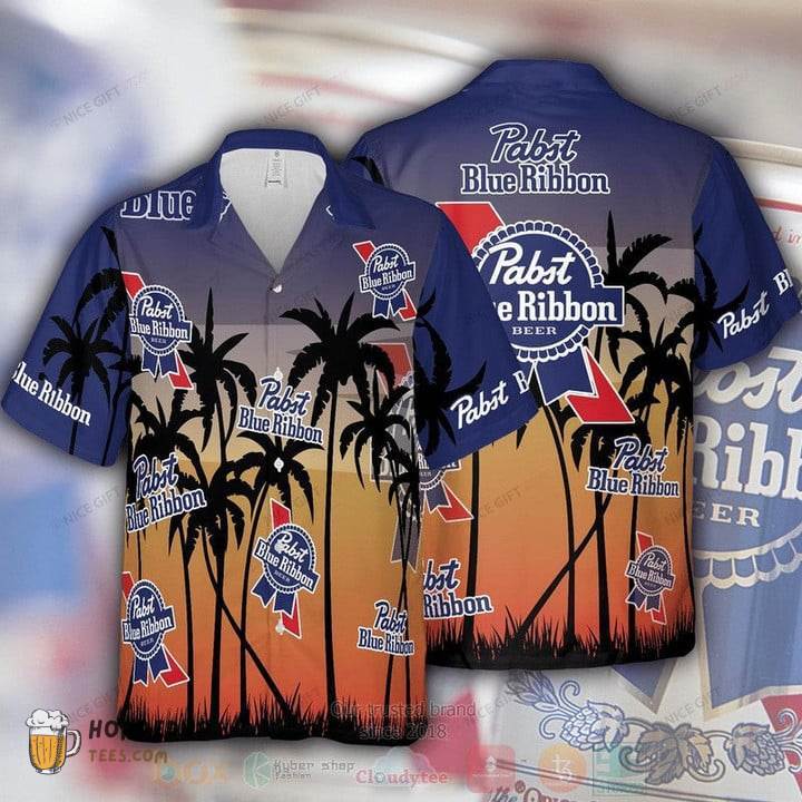 Pabst Blue Ribbon Beer Sunset Hawaiian Shirt