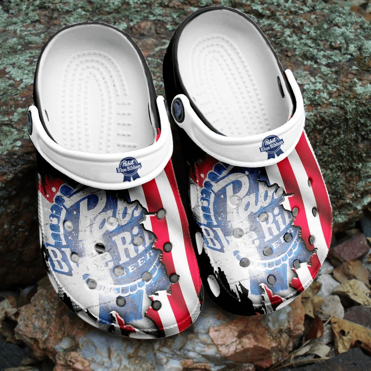 Pabst Blue Ribbon Beer Themed Crocs Clogs HU