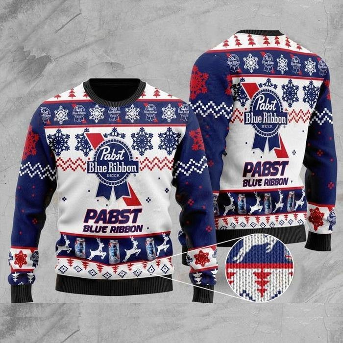 Pabst Blue Ribbon Christmas Sweater HU