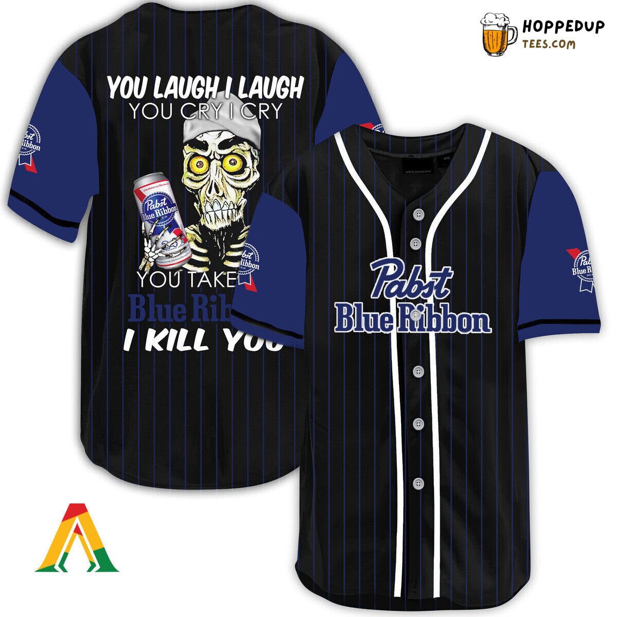 Pabst Blue Ribbon Defender Baseball Jersey Laugh Cry Distinctive Design