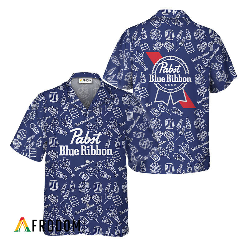 Pabst Blue Ribbon Doodle Art Hawaiian Shirt HU