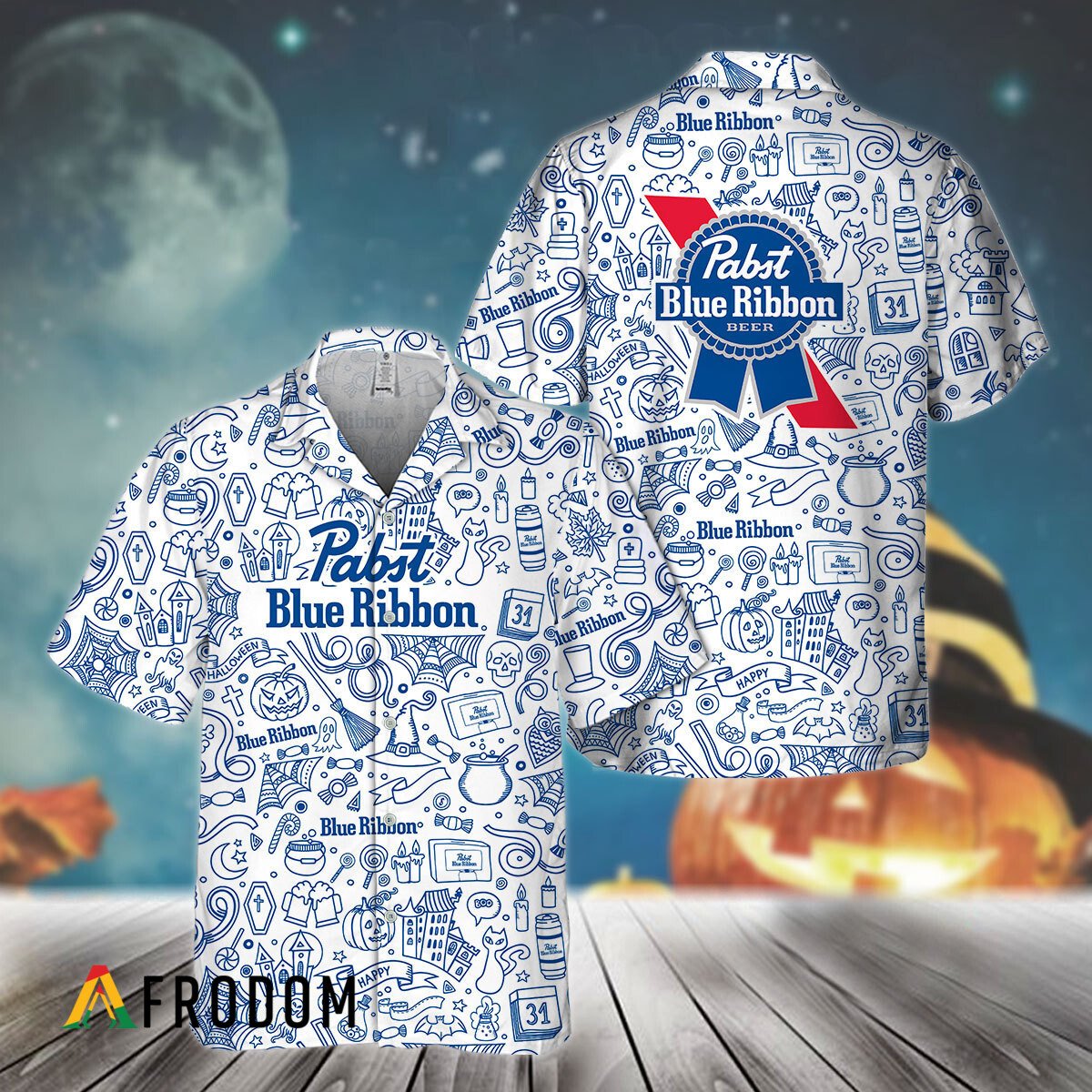 Pabst Blue Ribbon Doodle Art Hawaiian Shirt HU