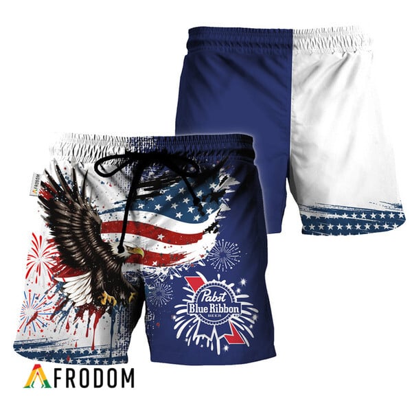 Pabst Blue Ribbon Eagle Hawaiian Shorts For July Fourth HU