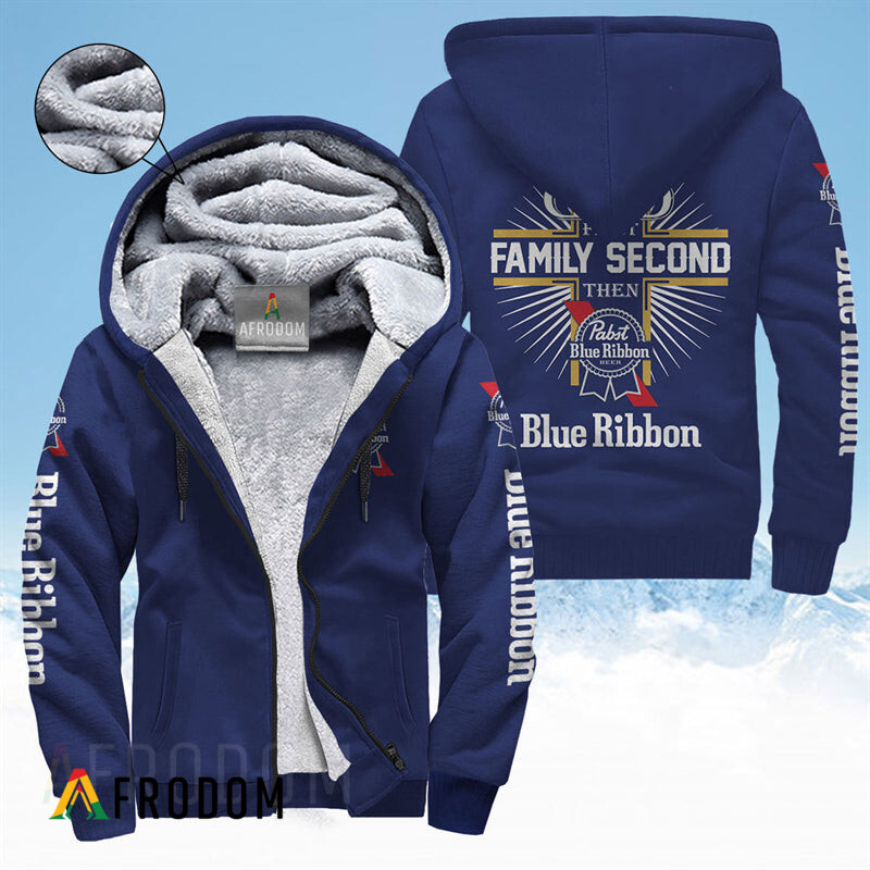 Pabst Blue Ribbon Fleece ZipUp Hooded Sweatshirt HU