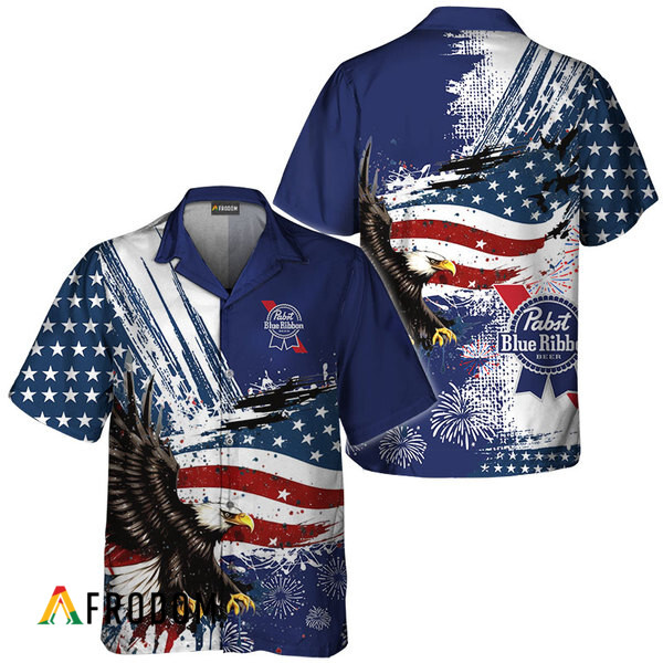 Pabst Blue Ribbon Fourth Of July Eagle Hawaiian Shirt HU
