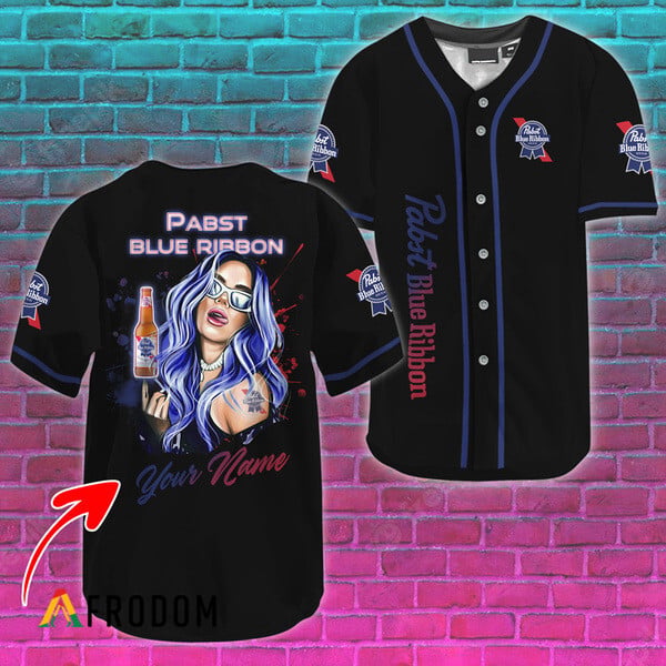 Pabst Blue Ribbon Girl Gets Drunk Baseball Jersey Personalized HU