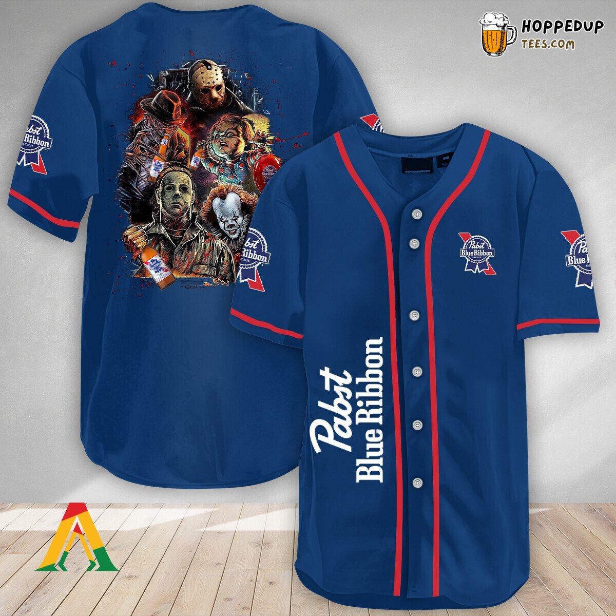 Pabst Blue Ribbon Halloween Horror Characters Unique Baseball Jersey Wear