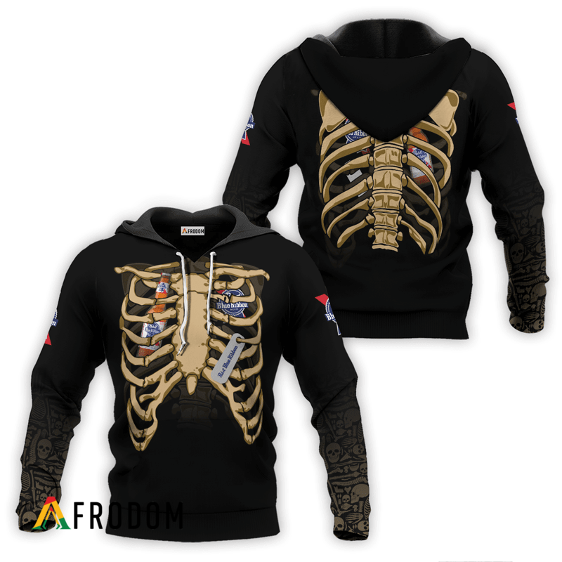 Pabst Blue Ribbon Halloween Ribcage Hoodie HU