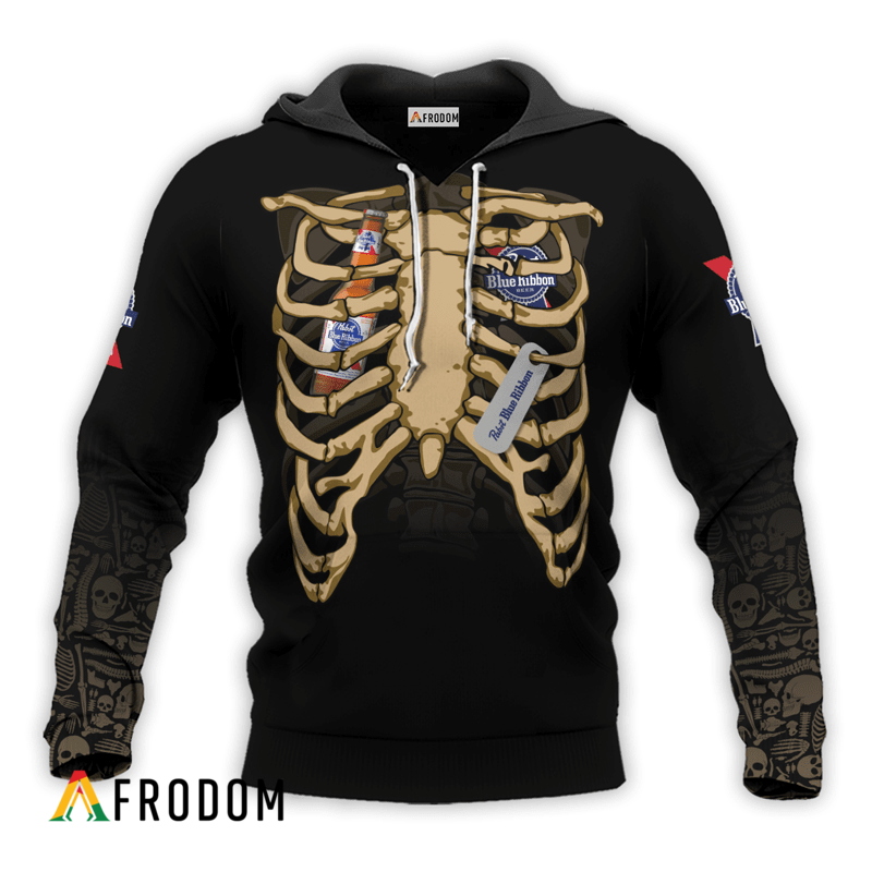 Pabst Blue Ribbon Halloween Ribcage Hoodie HU