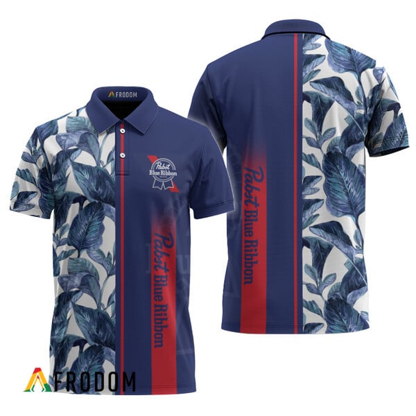 Pabst Blue Ribbon Hawaiian Tropical Palm Polo HU