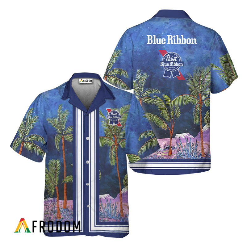 Pabst Blue Ribbon Star Print Bermuda Hawaiian Shirt & Shorts Set HU
