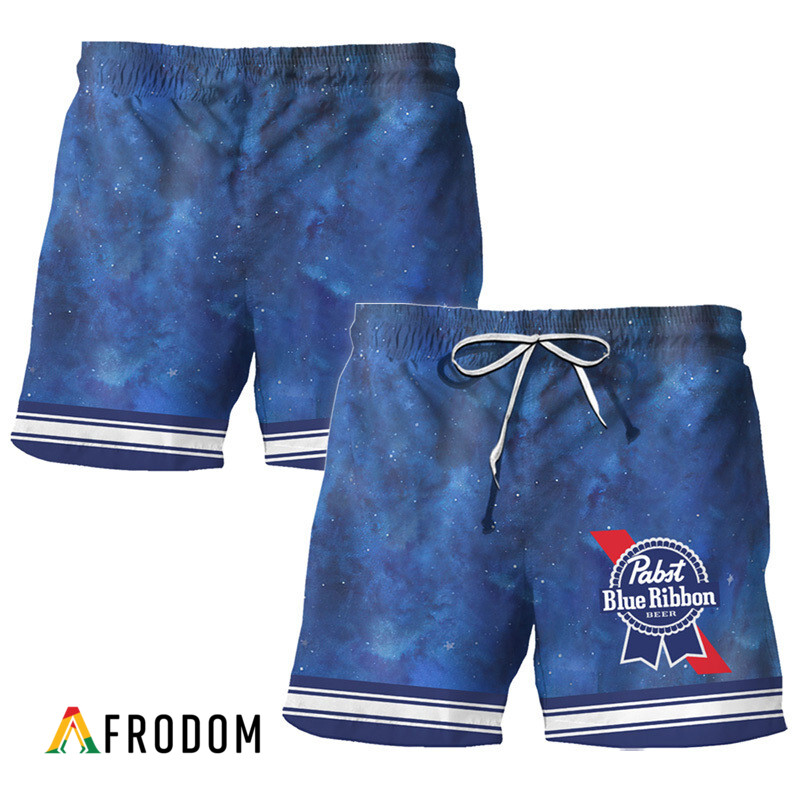 Pabst Blue Ribbon Star Print Bermuda Hawaiian Shorts HU