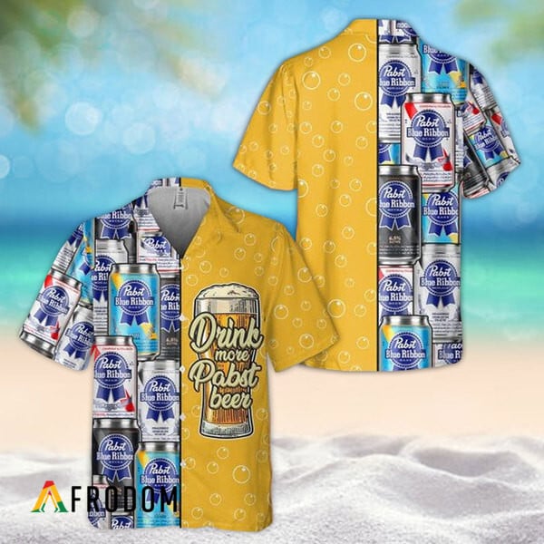 Pabst Blue Ribbon Summer Drink More Hawaiian Shirt HU