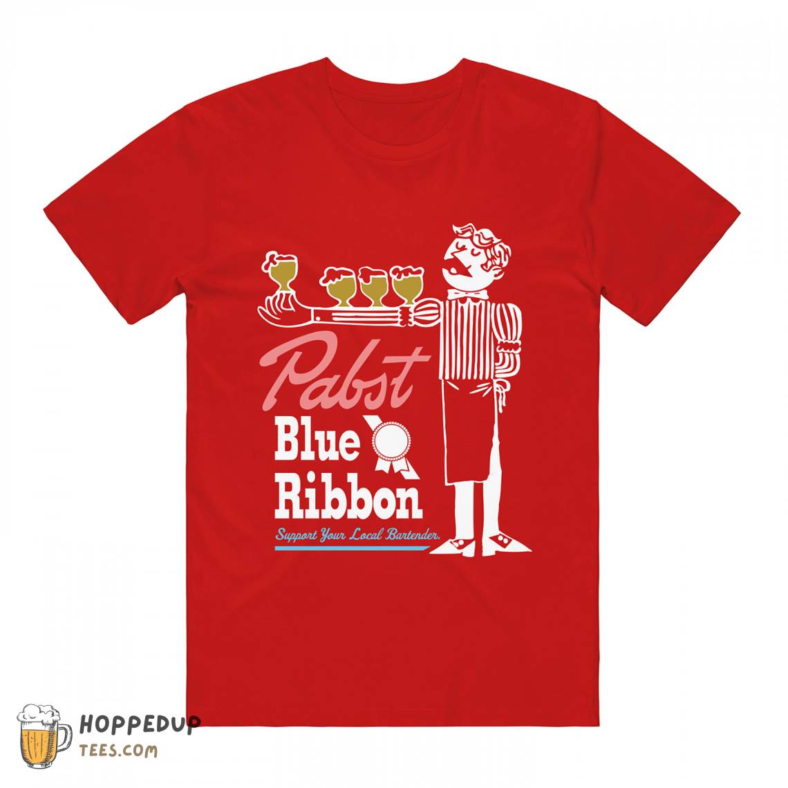 Pabst Blue Ribbon Support Your Local Bartender Graphic Tee