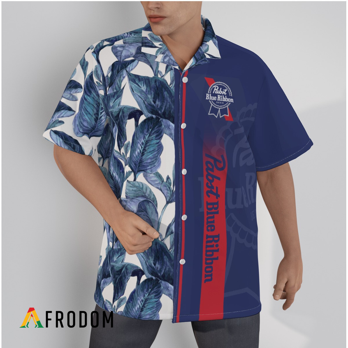 Pabst Blue Ribbon Tropical Leaf Hawaiian Shirt And Shorts Set HU