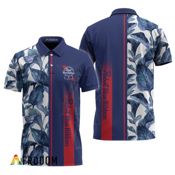Pabst Blue Ribbon Tropical Palm Hawaiian Polo Shirt HU
