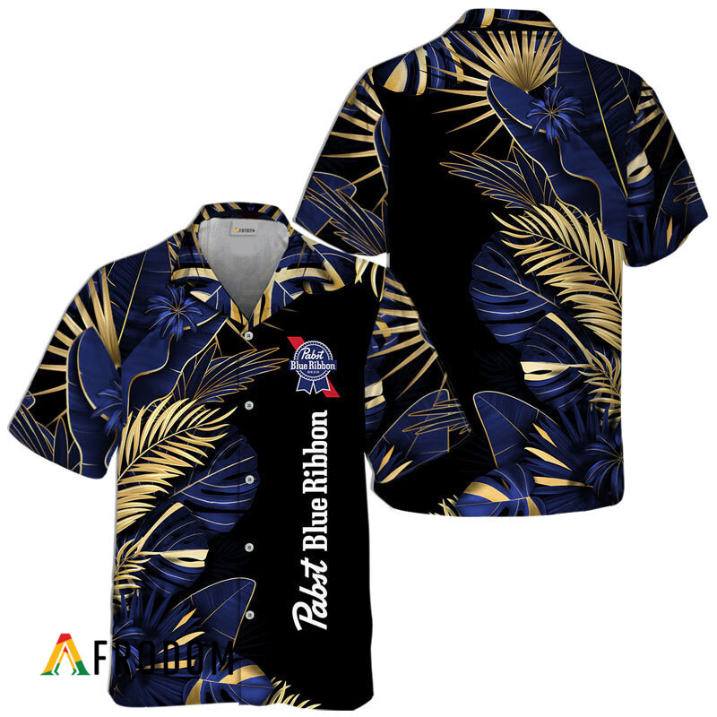 Pabst Blue Ribbon Tropical Palm Hawaiian Shirt HU
