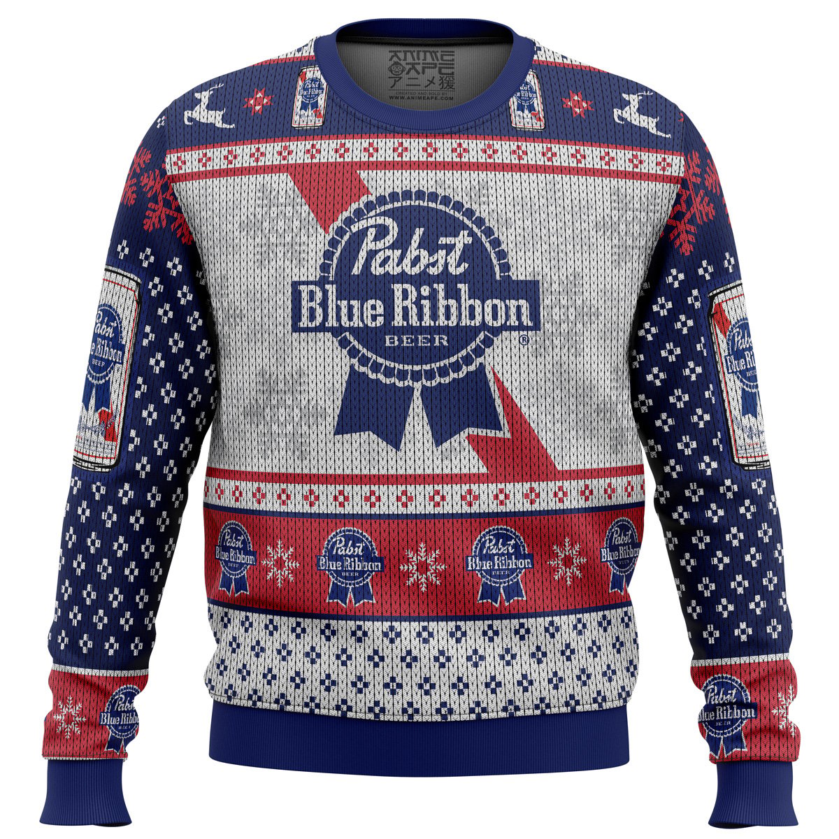 Pabst Blue Ribbon Ugly Christmas Sweater HU