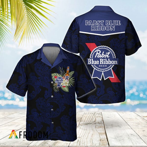 Pabst Blue Ribbon Unisex Polynesian Tribal Hawaiian Shirt HU