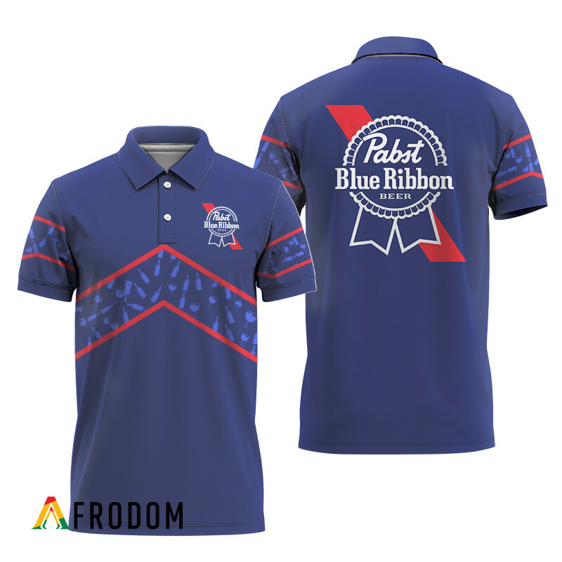 Pabst Blue Ribbon Wine Pattern Polo Shirt HU