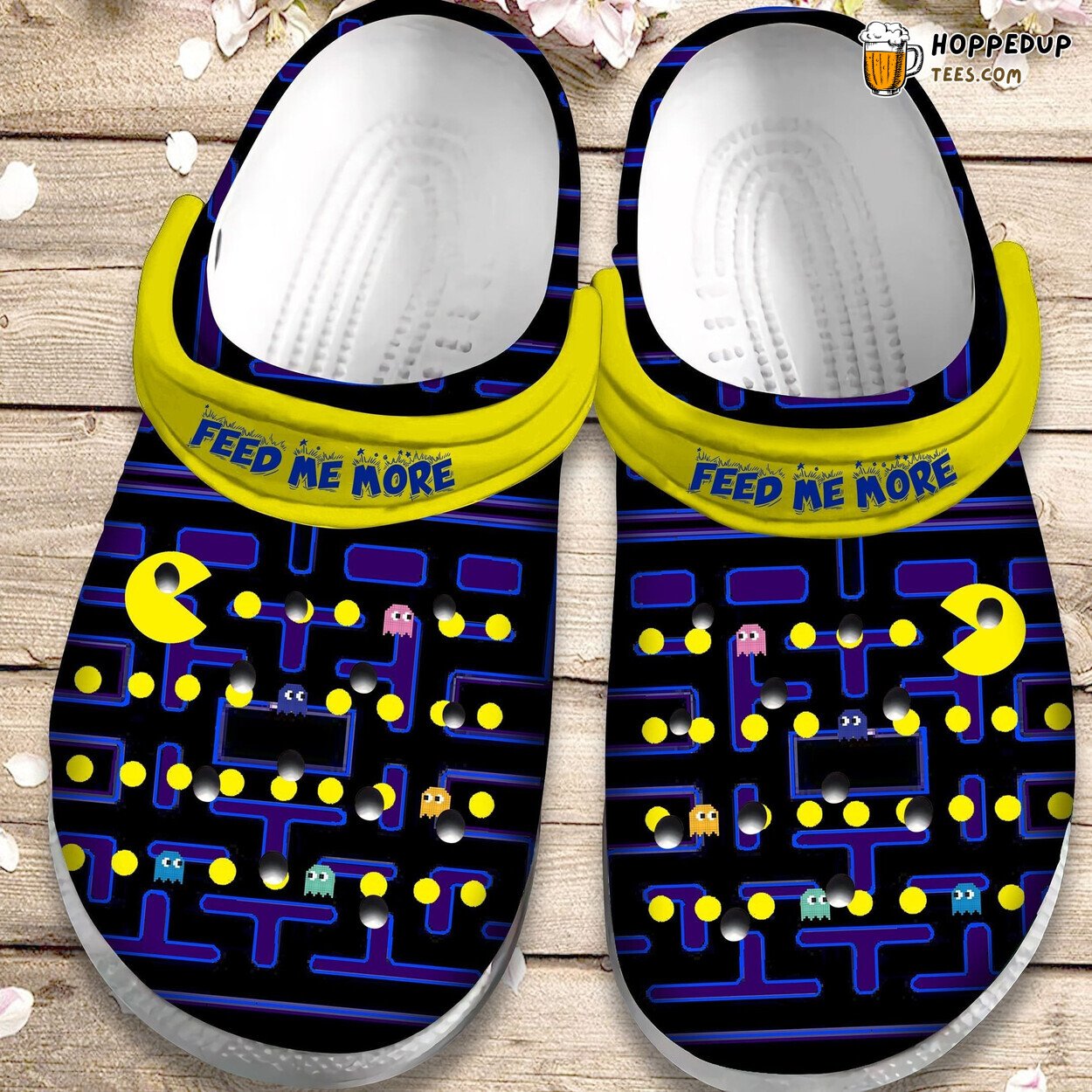 Pacman Feed Me More Funny Game Kids Children Gift Clogs