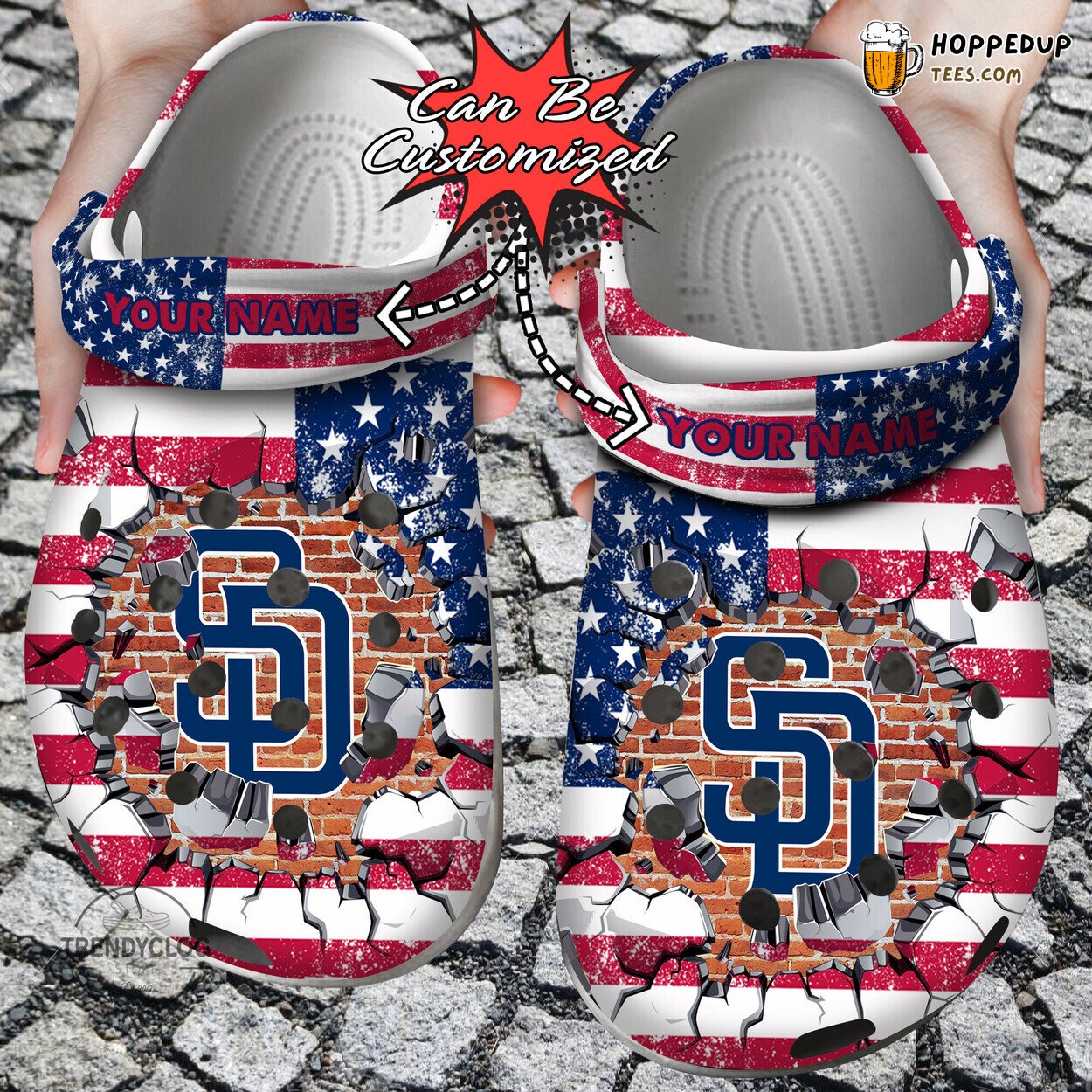 Padres Baseball Flag Breaking Wall Personalized Clog Shoes