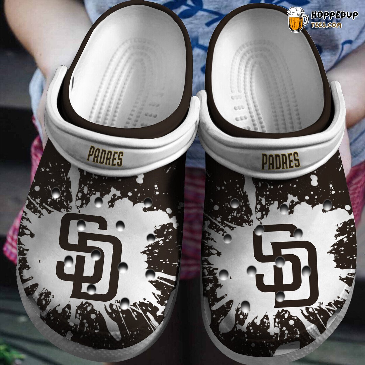 Padres WhiteBlack Themed Comfortable Unique Design Clog Shoes