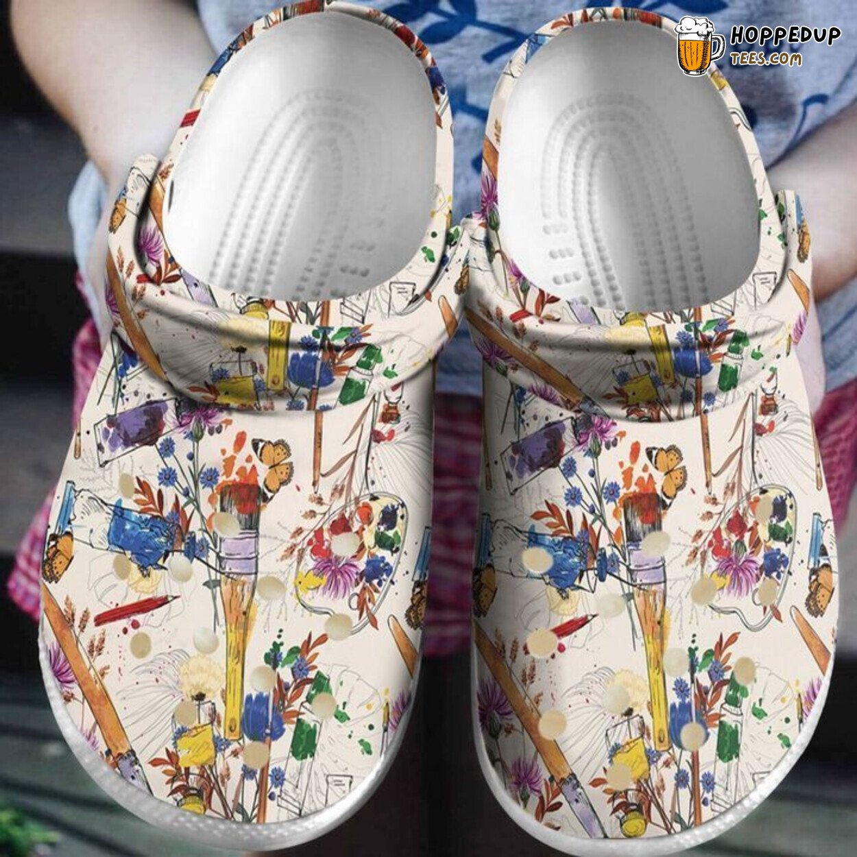 Painting Wildflower Art Themed Rubber Clog Shoes Comfy Footwear for Artists