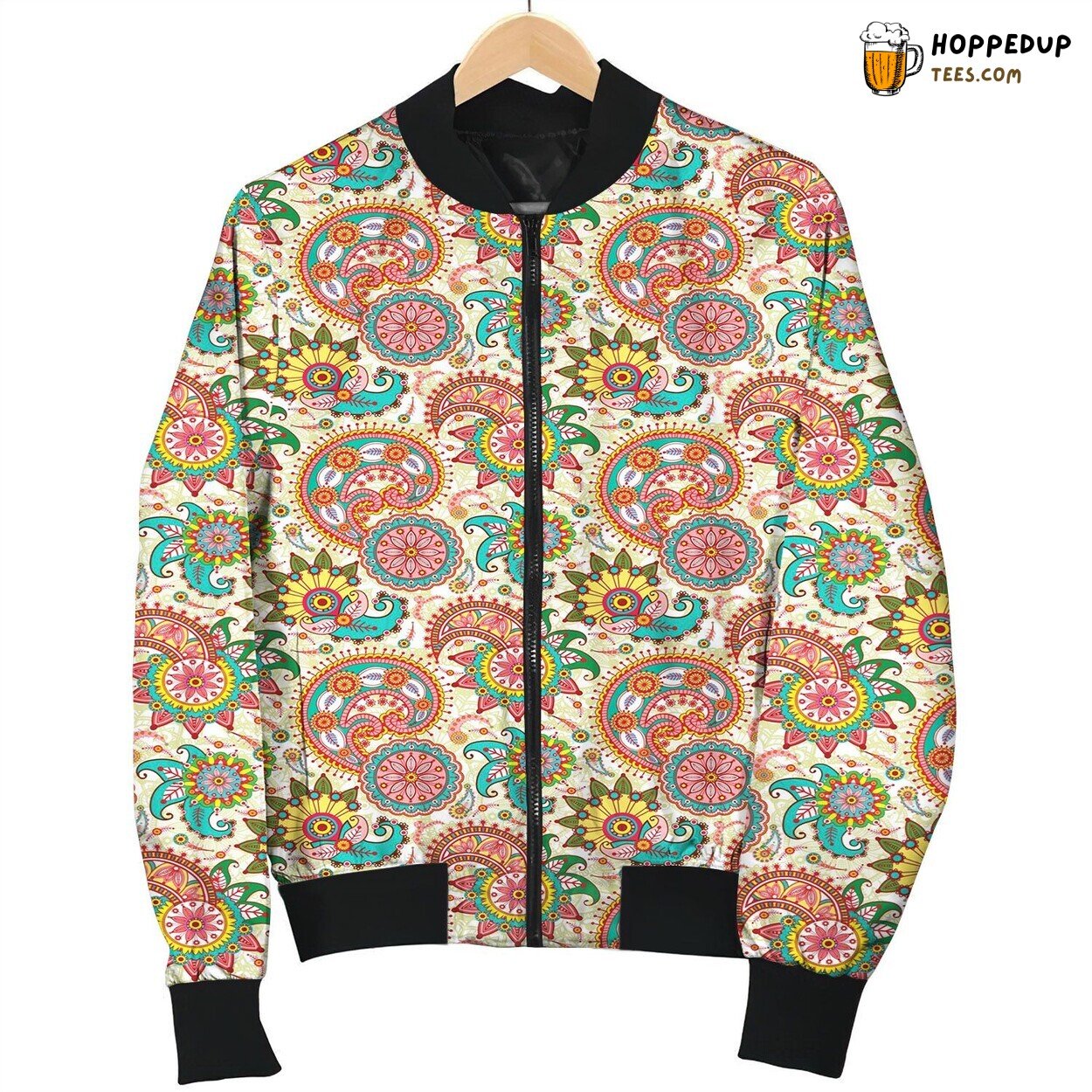 Paisley Floral Pattern Bomber Jacket