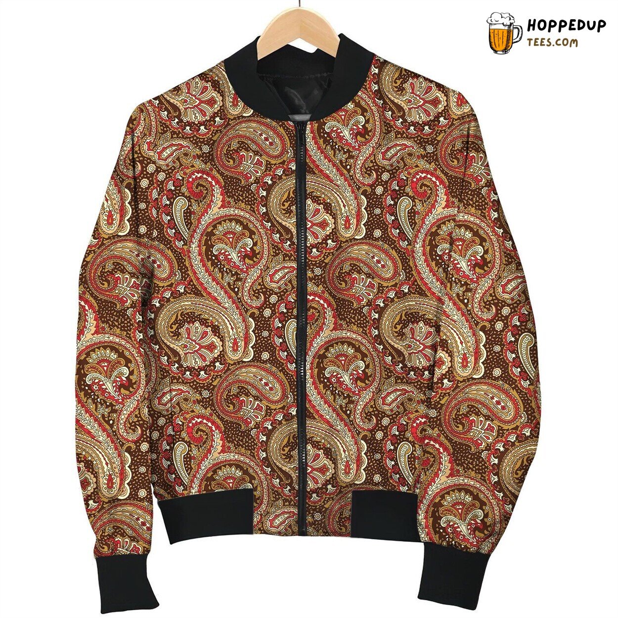 Paisley Western Brown Bomber Jacket