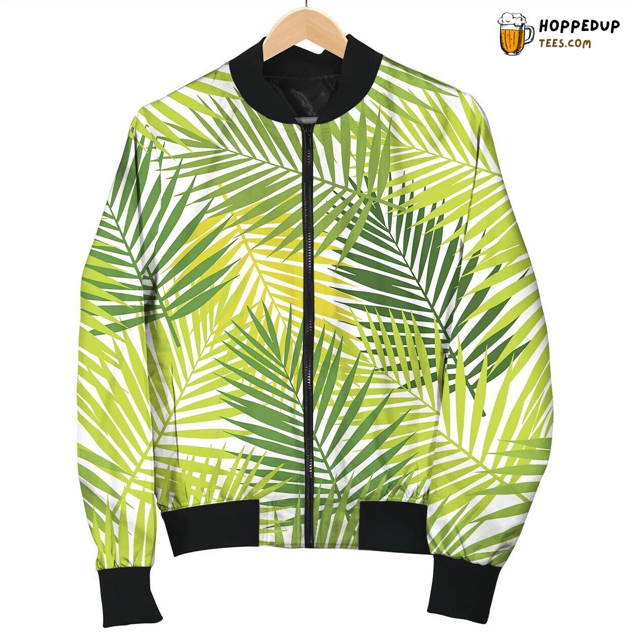 Palm Leaf Silhouettes Seamless Pattern Tropical Bomber Jacket