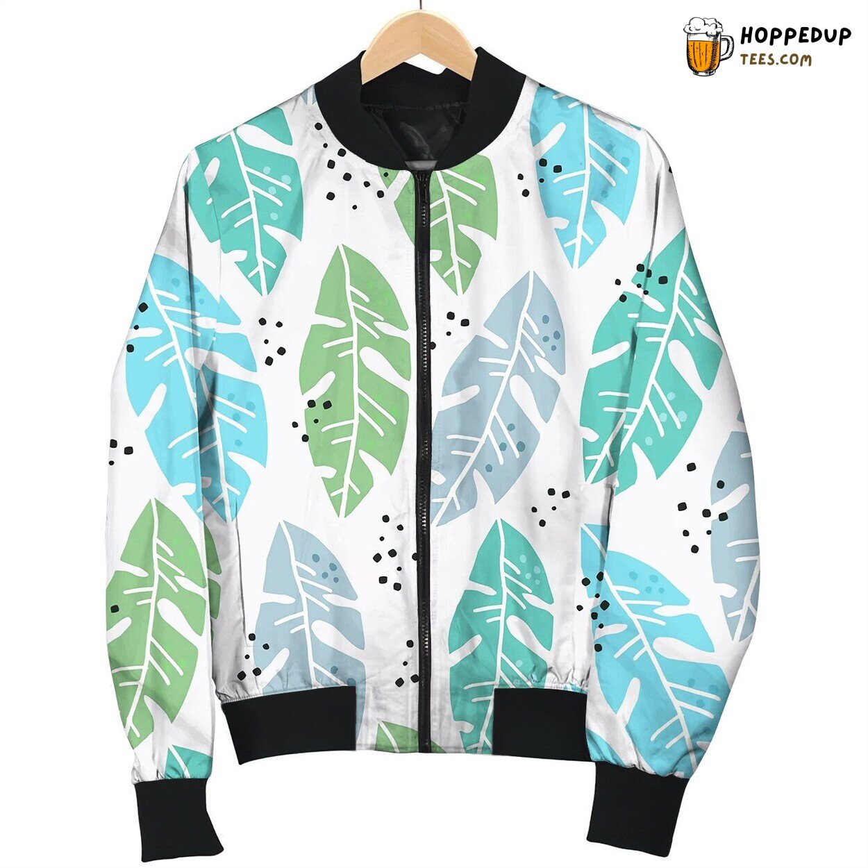 Palm Leaves Flat Handdrawn Seamless Bomber Jacket