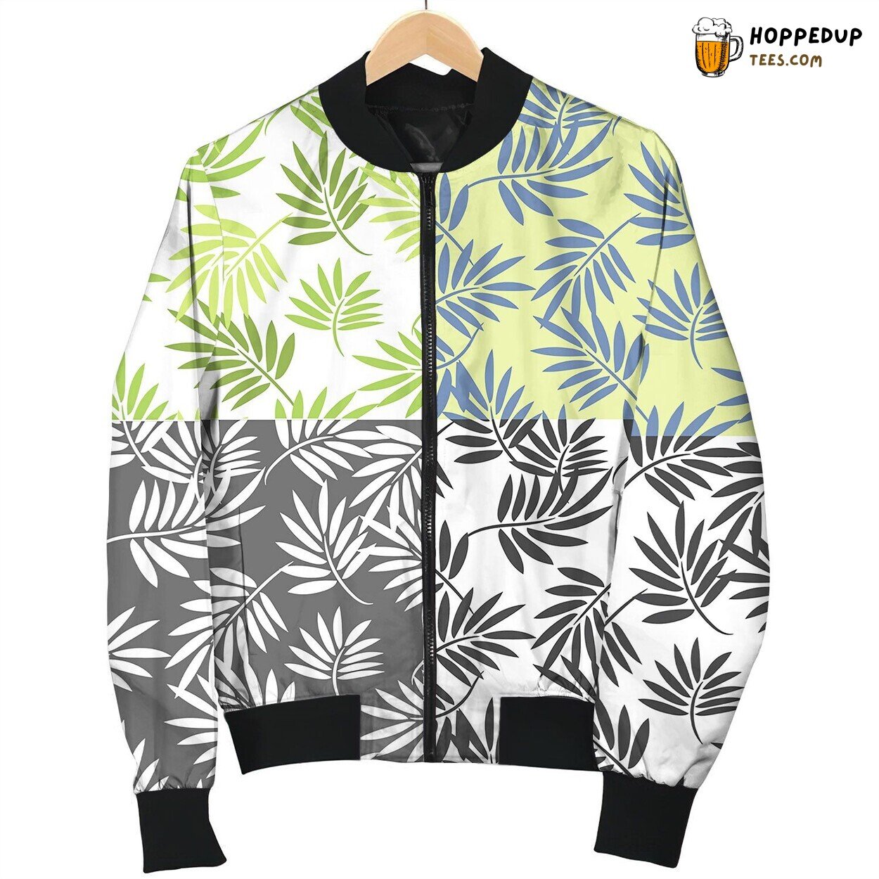 Palm Leaves Pattern Bomber Jacket