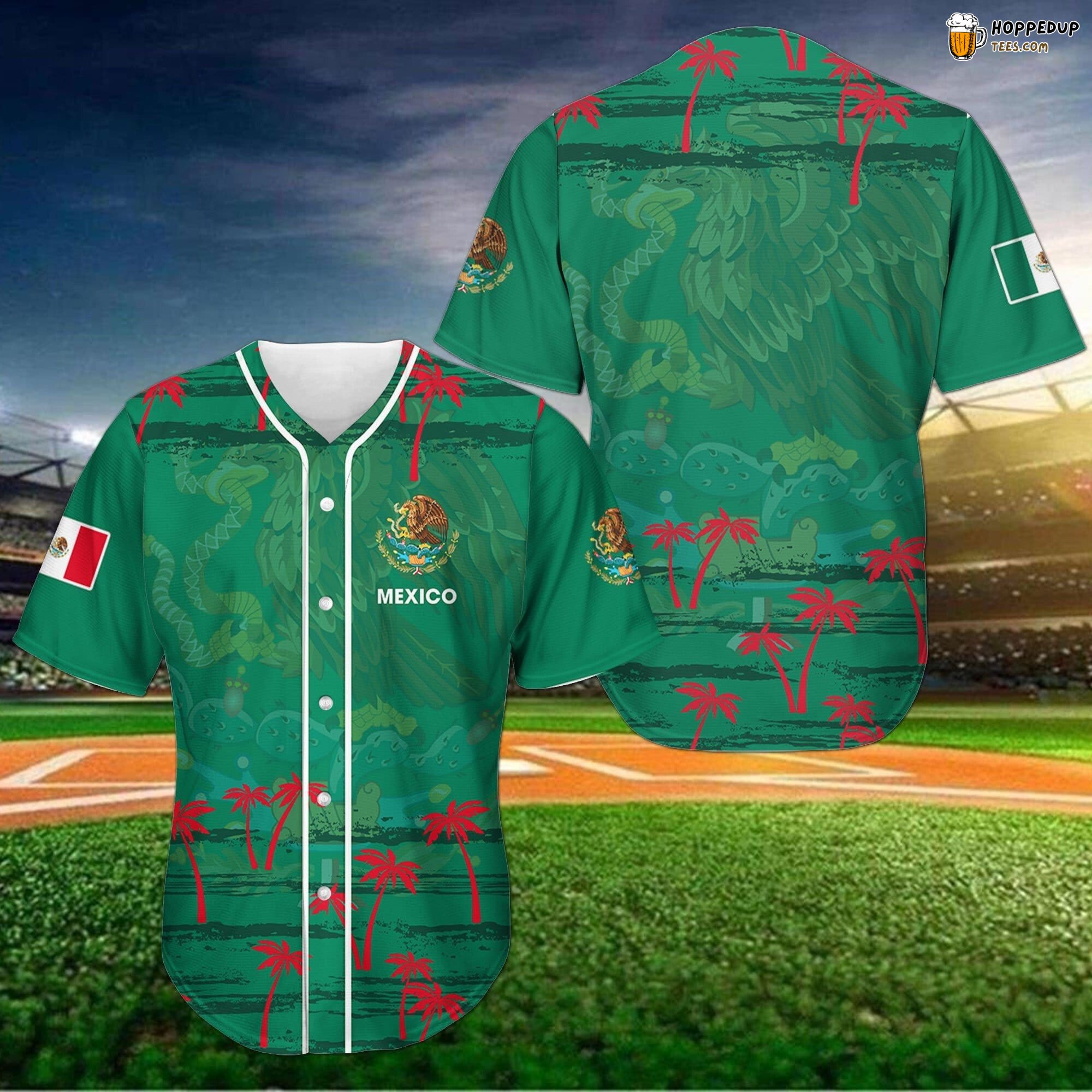 Palm Tree Mexico Themed Baseball Jersey Distinctive Design Unique Edition