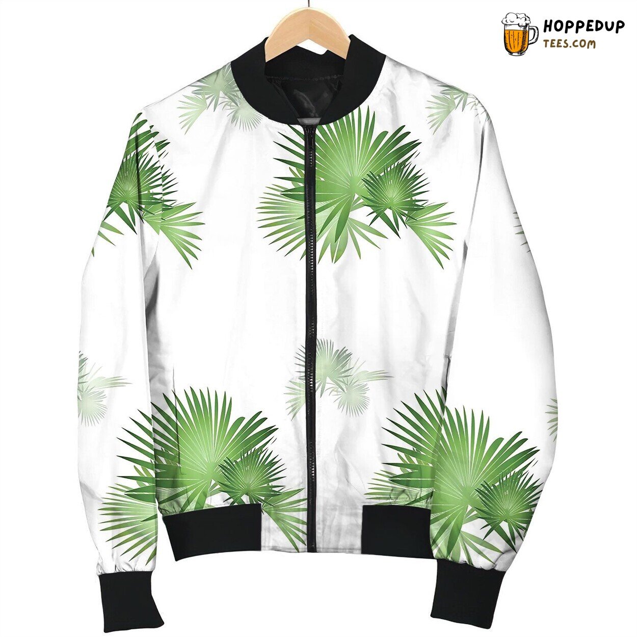 Palm Tree Pattern Bomber Jacket